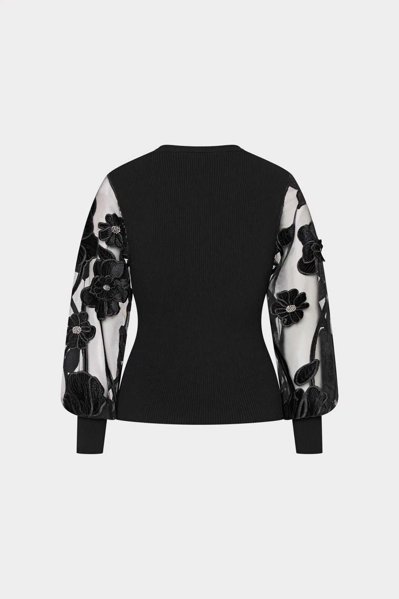 Rosita Velvet Lace Sleeve Crewneck Top sold by Milly product image thumbnail 4