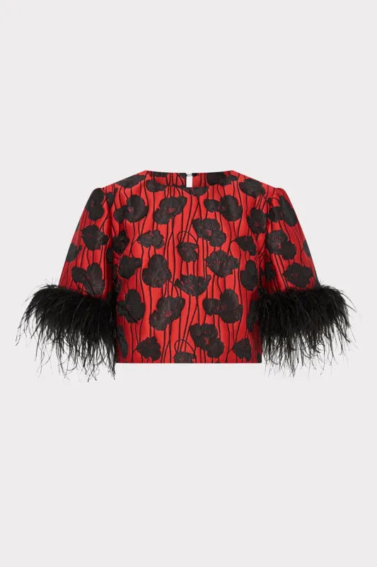 Ruthe Poppy Jacquard Short Sleeve Top sold by Milly