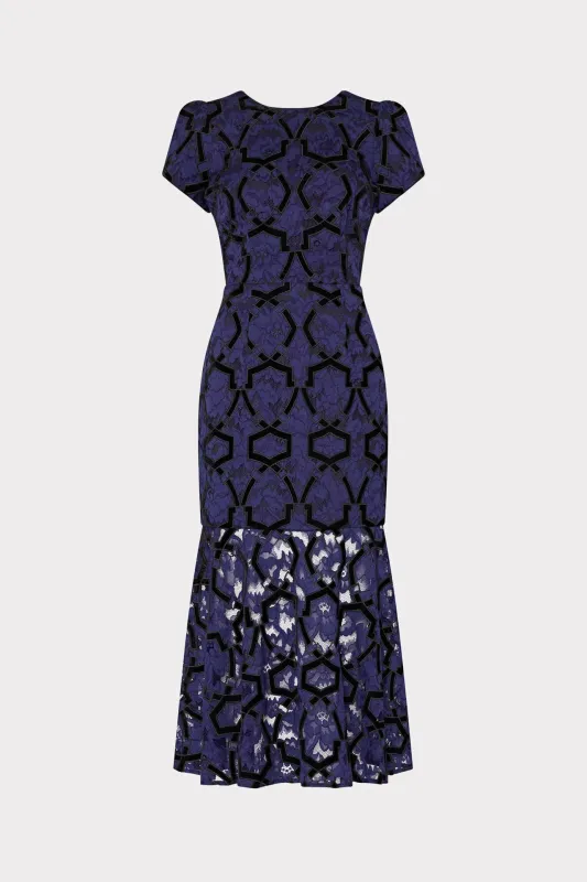 Tahlia Velvet Flocked Lace Dress sold by Milly