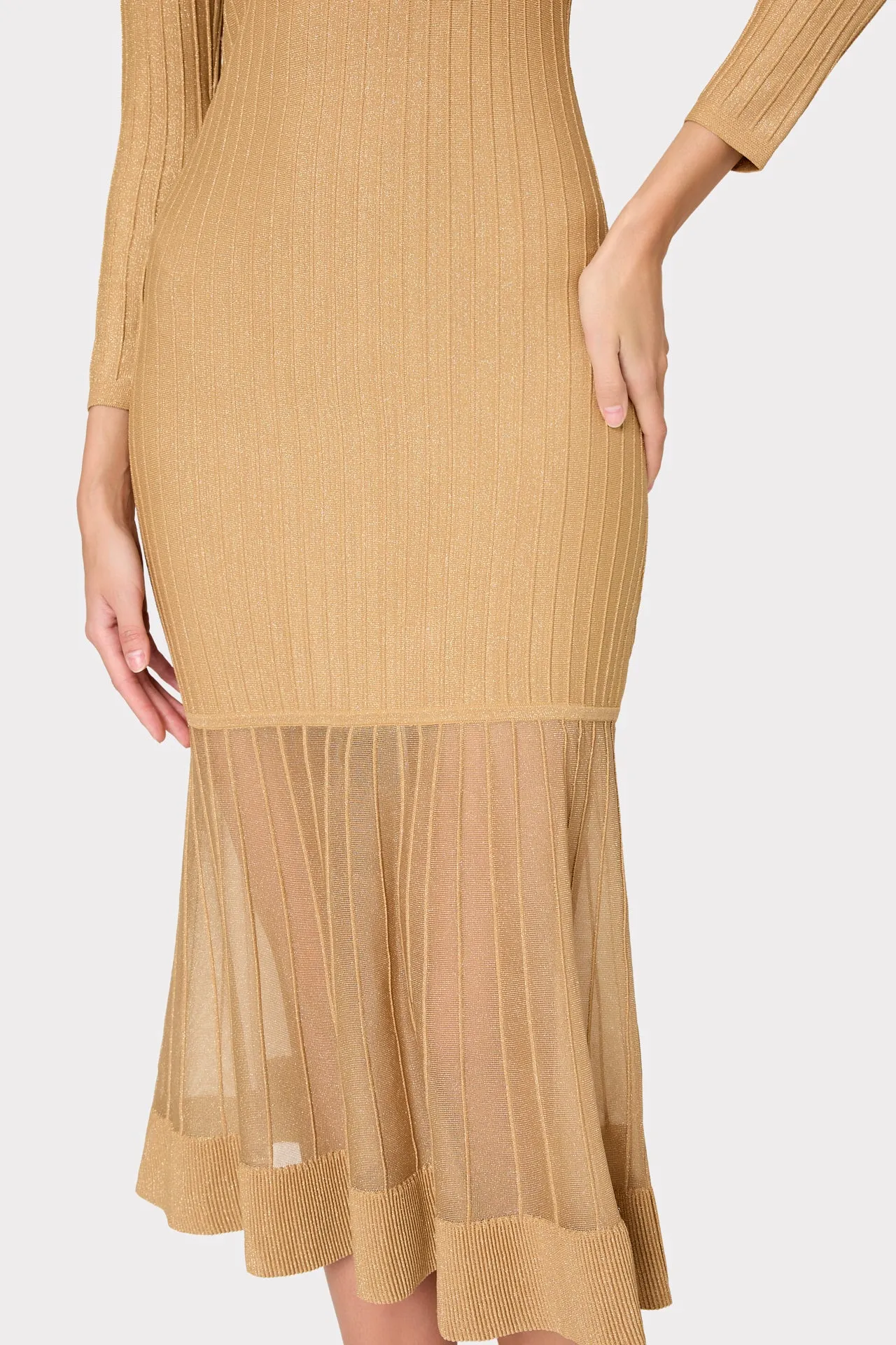 Rudy Off The Shoulder Sheer Knit Midi Dress sold by Milly product image thumbnail 3