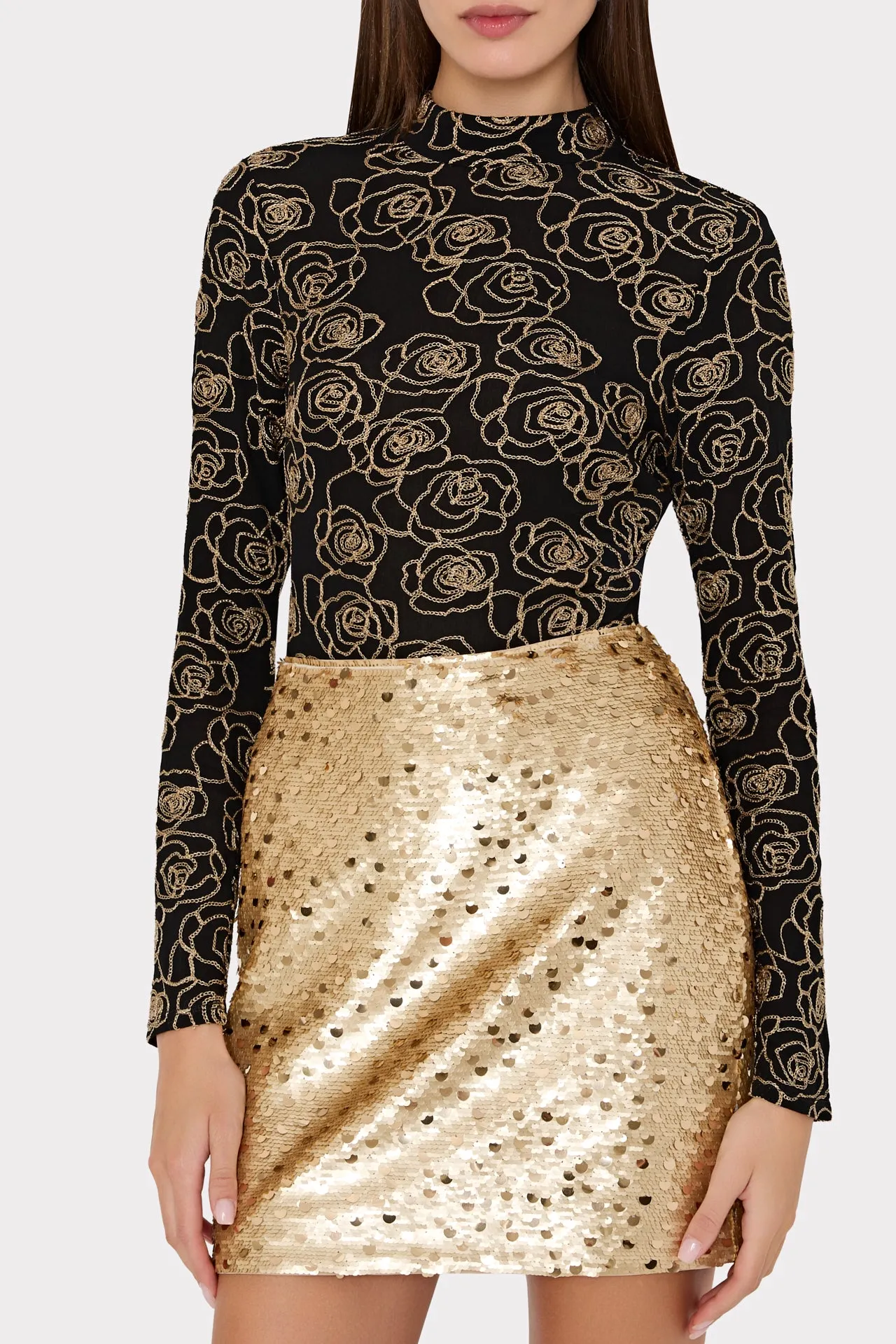 Modern Mini Gold Dot Sequin Skirt sold by Milly product image thumbnail 2