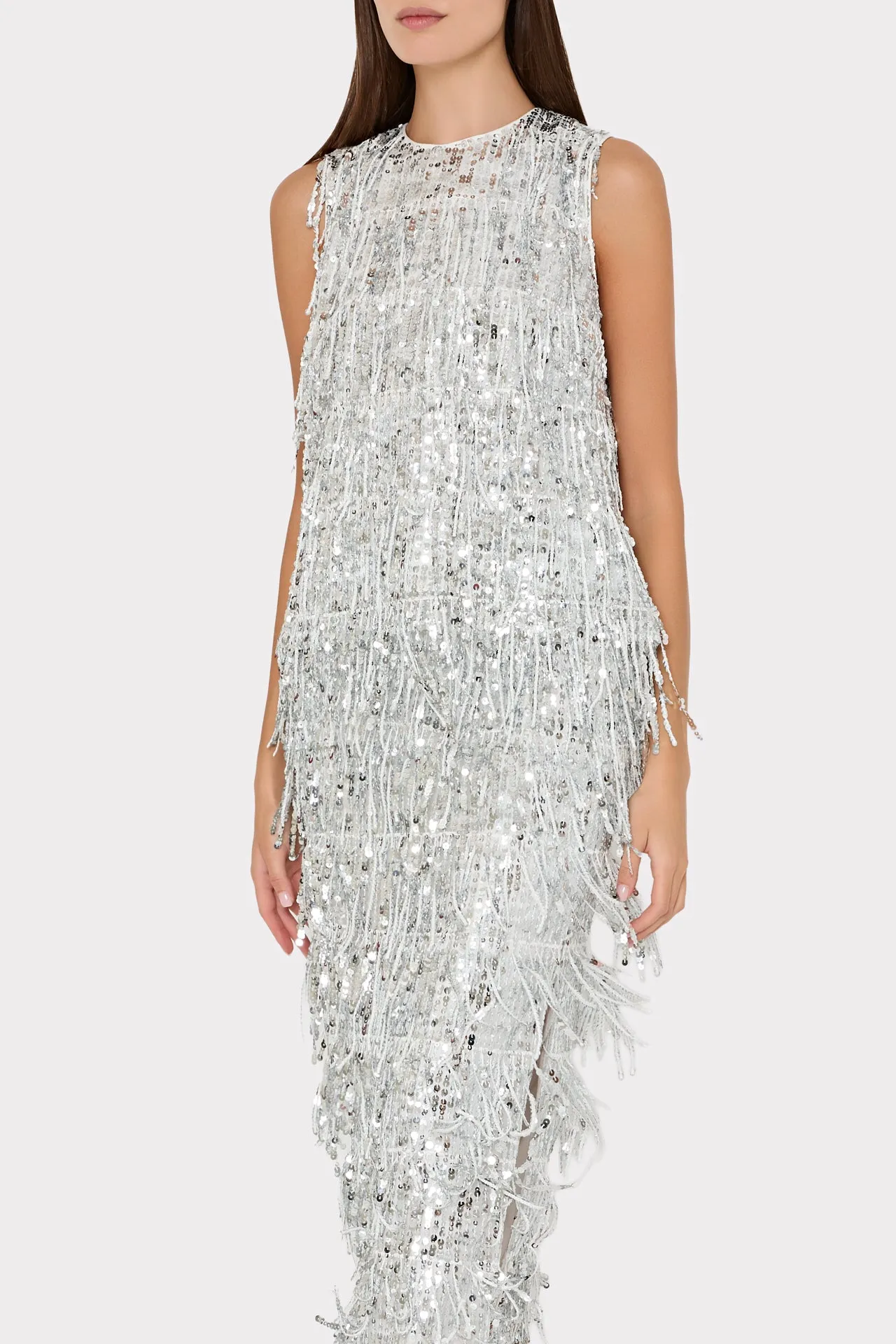 Roxanne Fringe Sequin Midi Skirt sold by Milly product image thumbnail 5