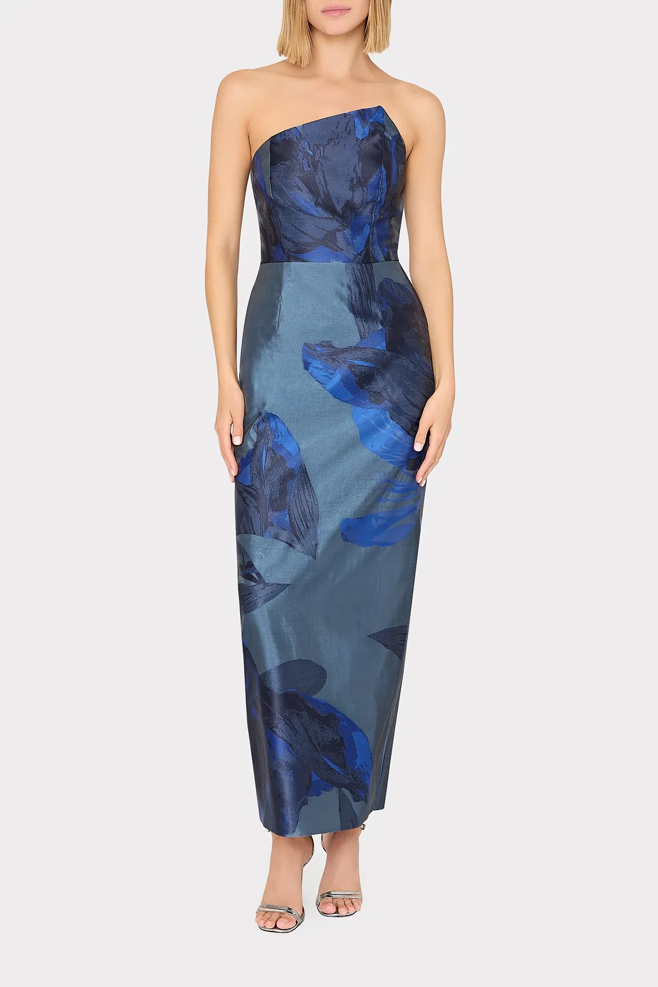 Asymmetrical Tropical Forest Jacquard Maxi Dress sold by Milly product image thumbnail 2