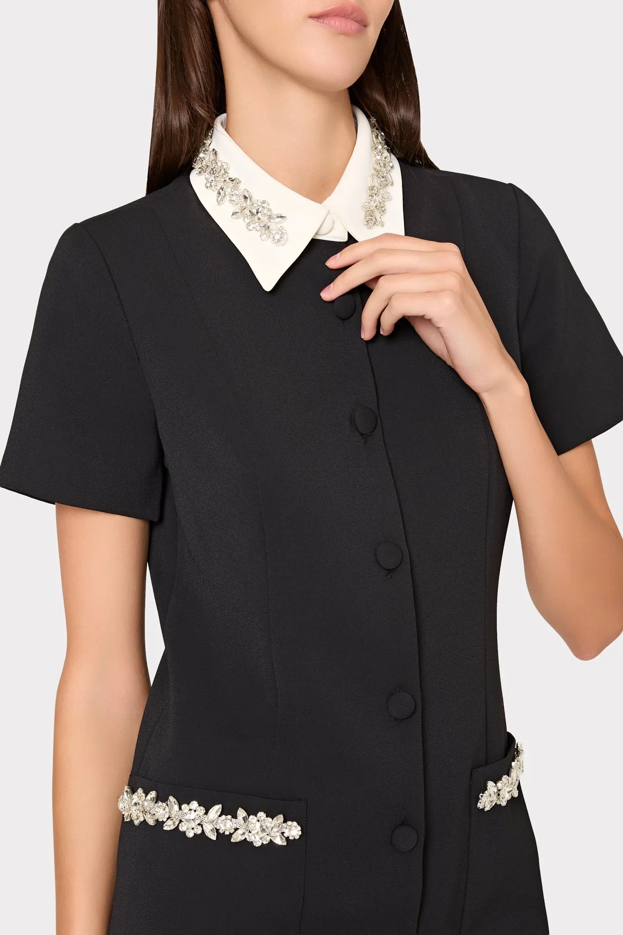 Sheelah Crystal Trim Short Sleeve Dress sold by Milly product image thumbnail 3