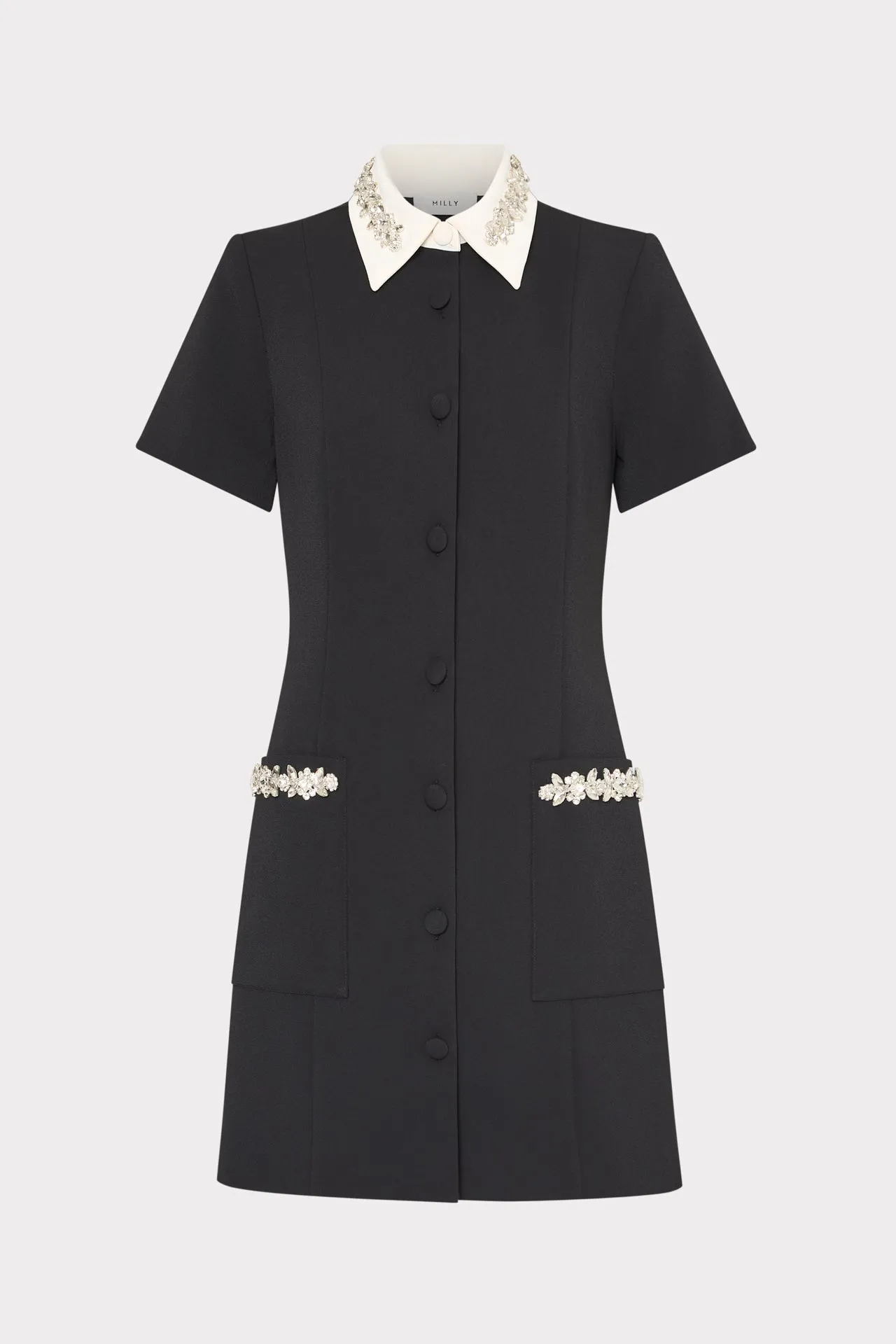 Sheelah Crystal Trim Short Sleeve Dress sold by Milly