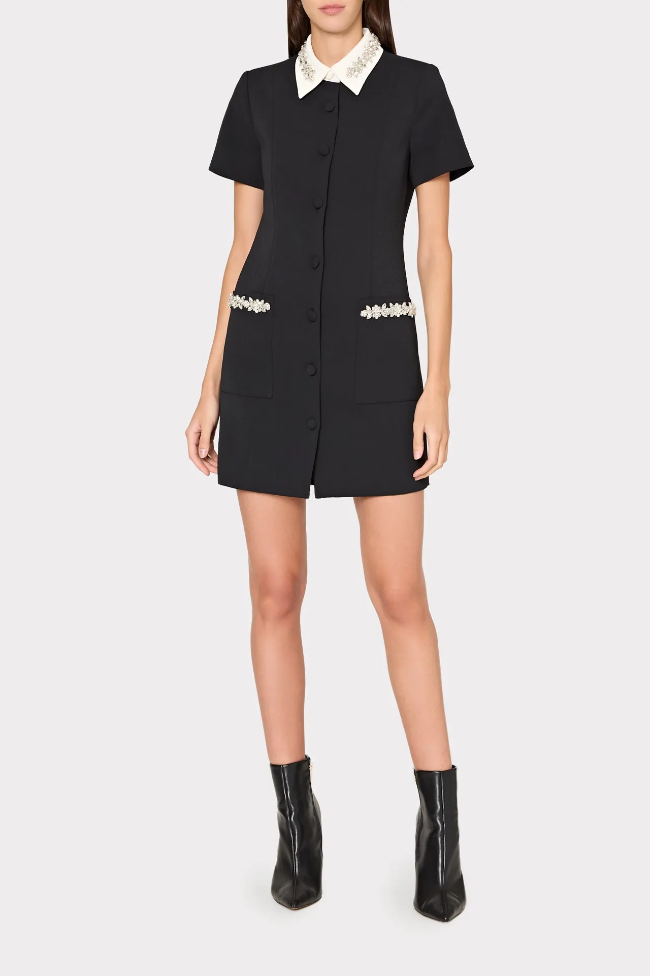 Sheelah Crystal Trim Short Sleeve Dress sold by Milly product image thumbnail 2