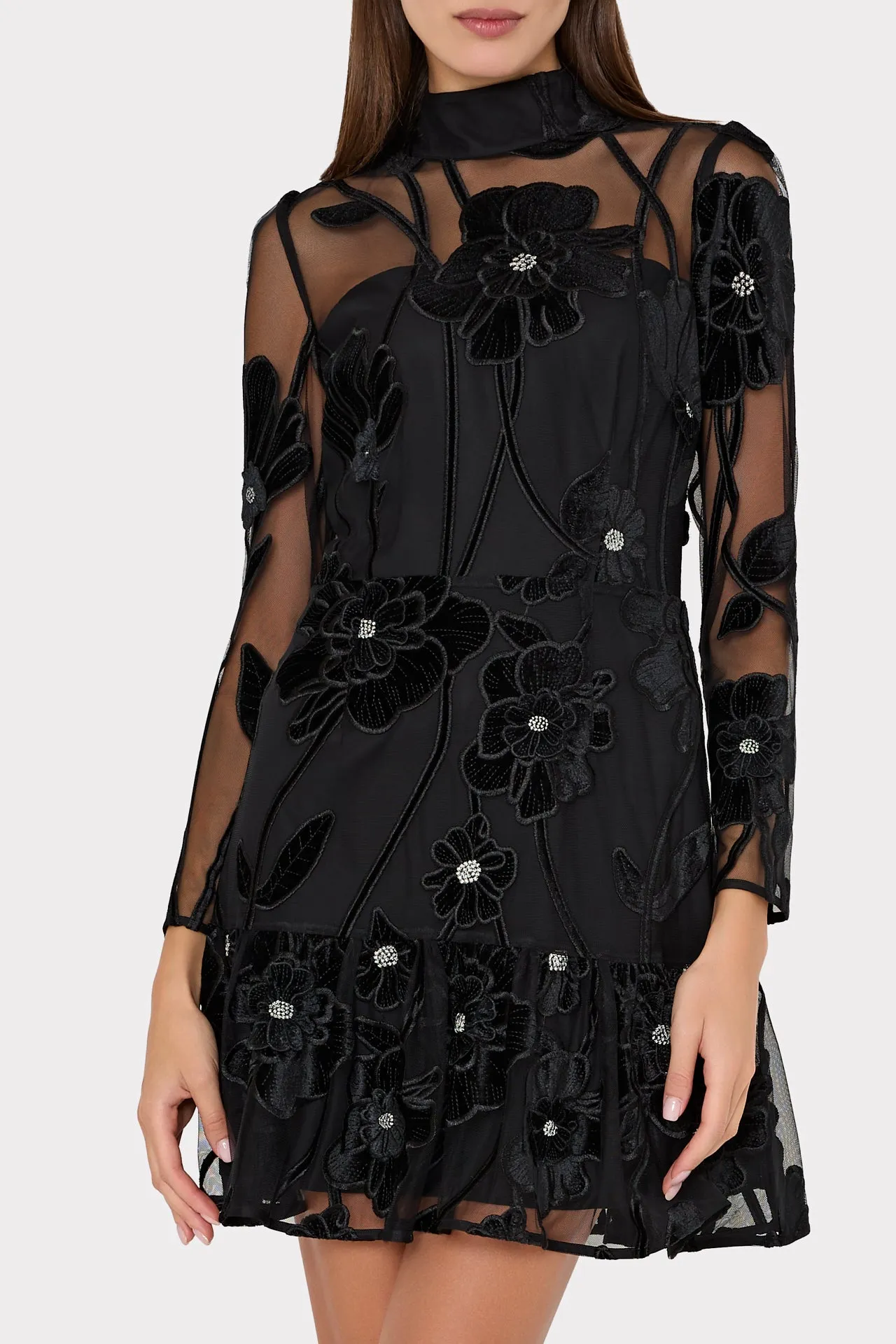 Remington Velvet Fleur Mockneck Mini Dress sold by Milly product image thumbnail 3