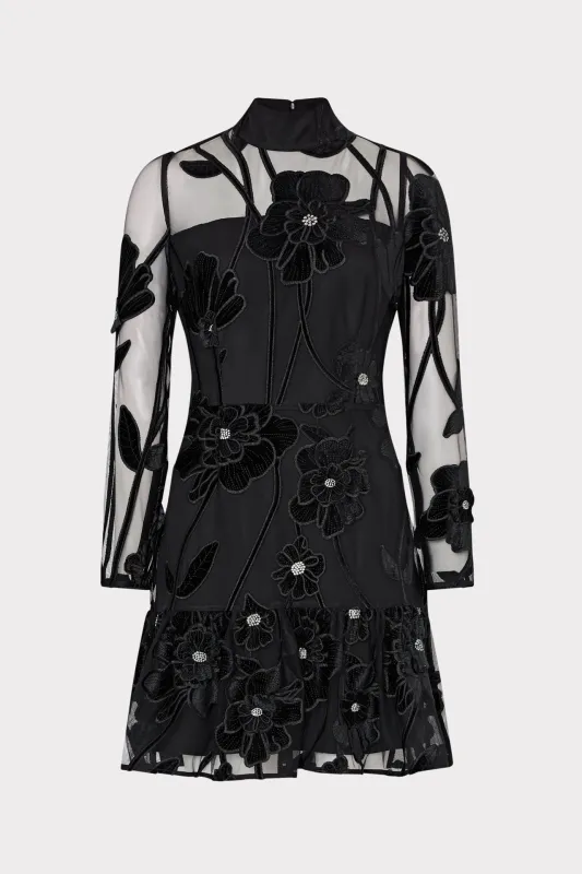 Remington Velvet Fleur Mockneck Mini Dress sold by Milly