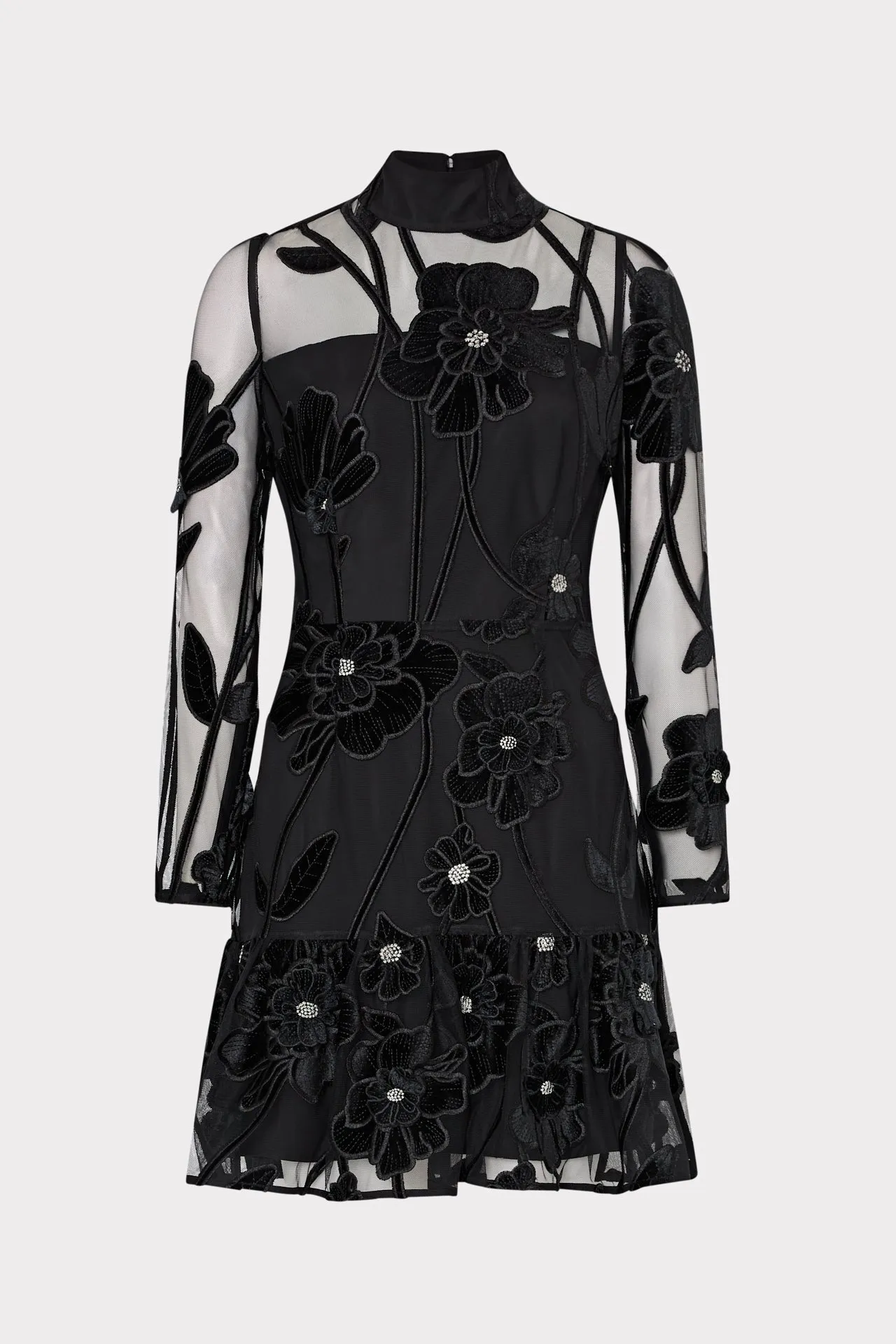 Remington Velvet Fleur Mockneck Mini Dress sold by Milly