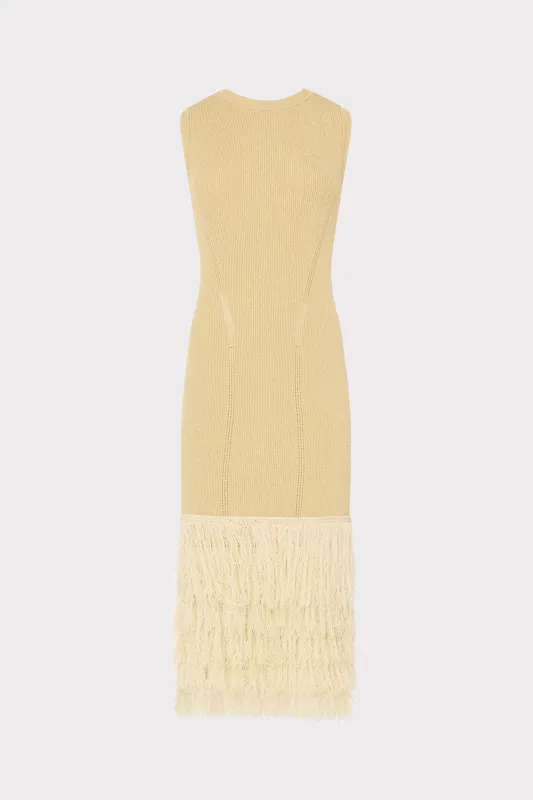 Raz Metallic Fringe Midi Dress sold by Milly
