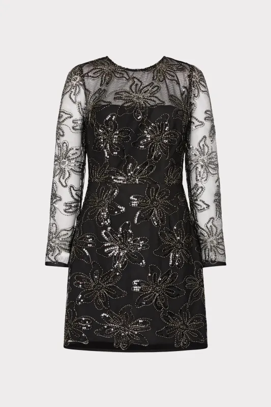 Adele Embroidered Mesh Long Sleeve Dress sold by Milly