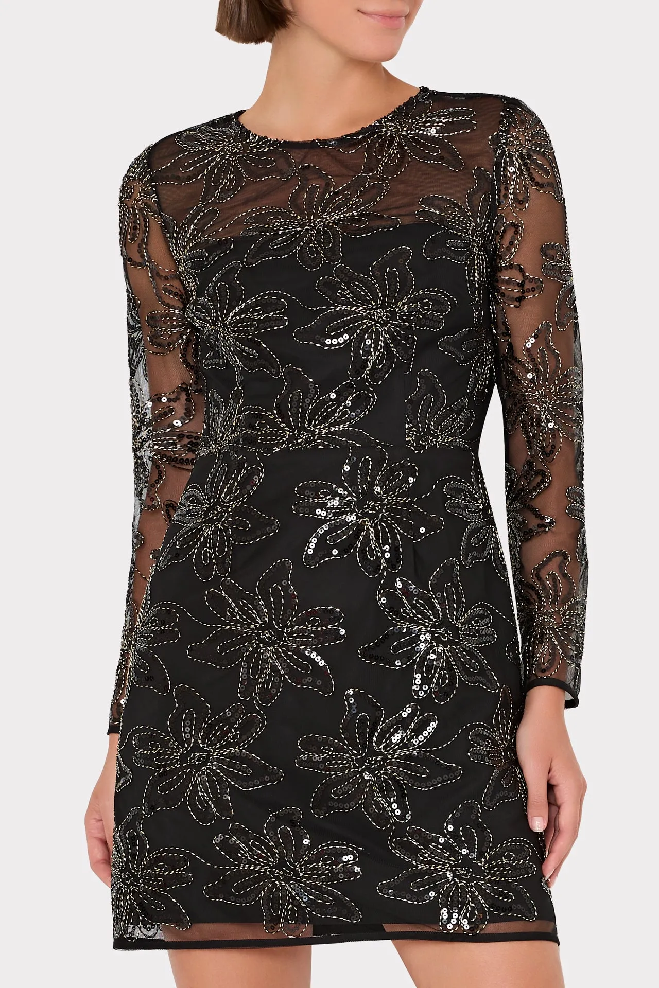 Adele Embroidered Mesh Long Sleeve Dress sold by Milly product image thumbnail 3