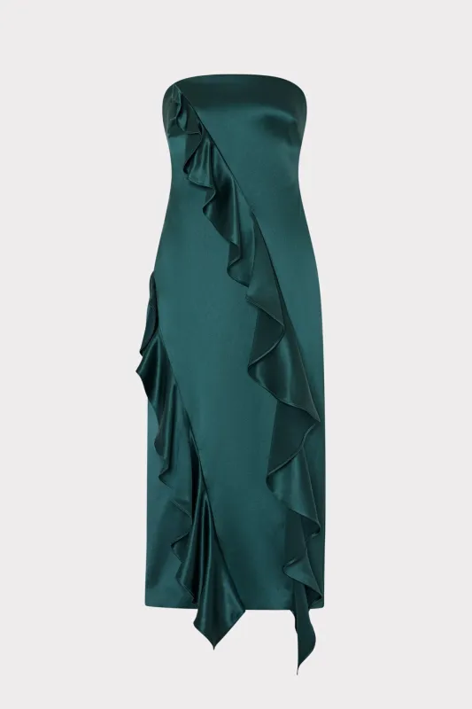 Ravi Hammered Satin Ruffle Dress sold by Milly