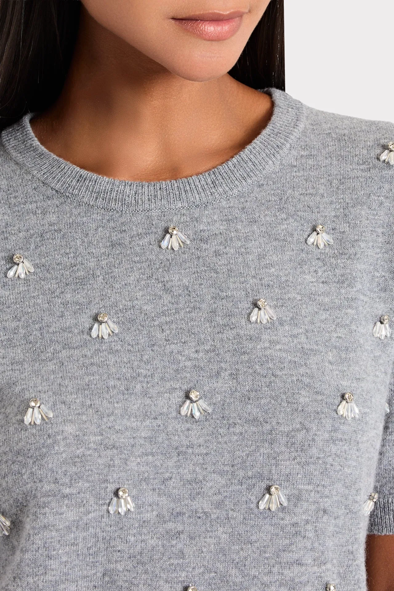 Rosalyn Rhinestone Short Sleeve Sweater sold by Milly product image thumbnail 3