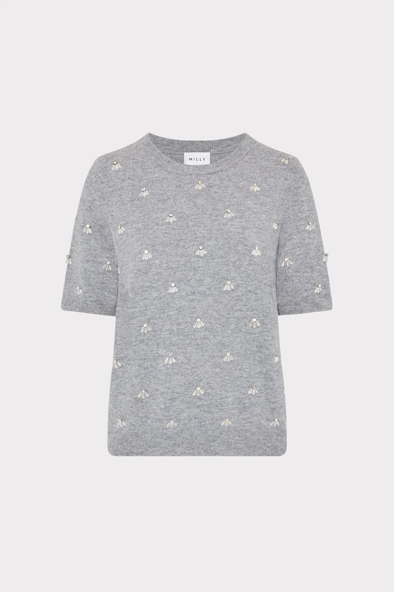 Rosalyn Rhinestone Short Sleeve Sweater sold by Milly