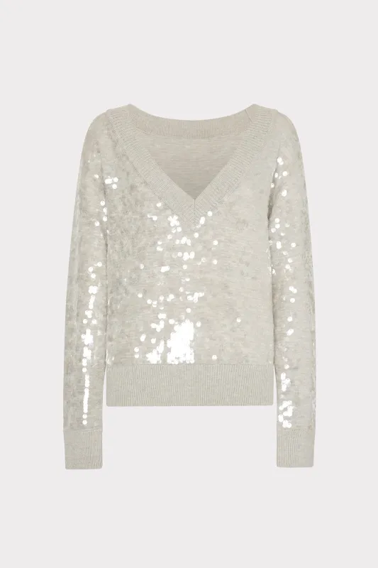 Ilaria Sequin V-Neck Sweater sold by Milly