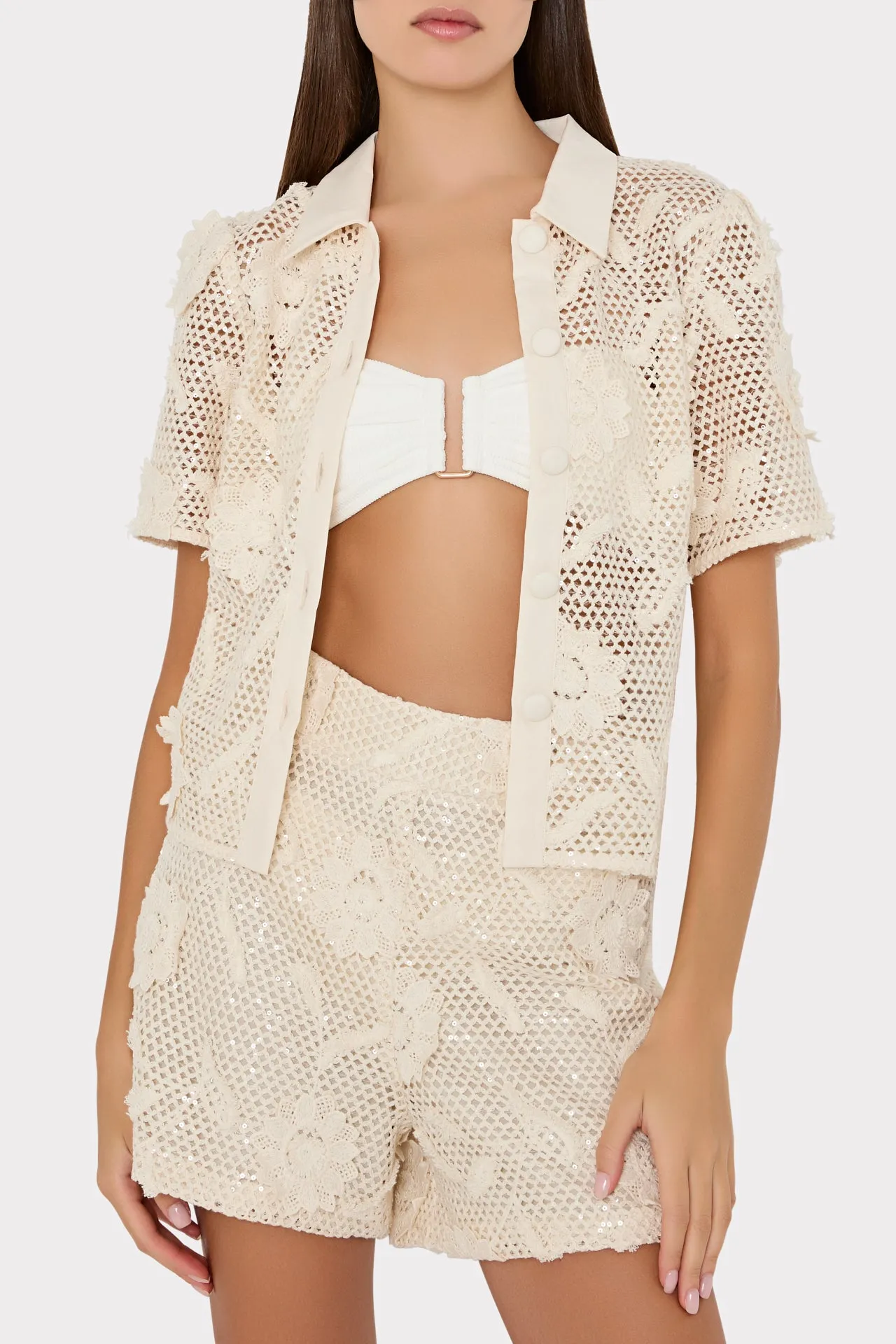 Sequin Crochet Short sold by Milly product image thumbnail 4