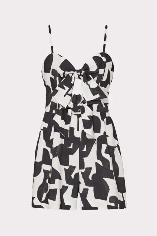 Anya Modern Geo Linen Romper sold by Milly