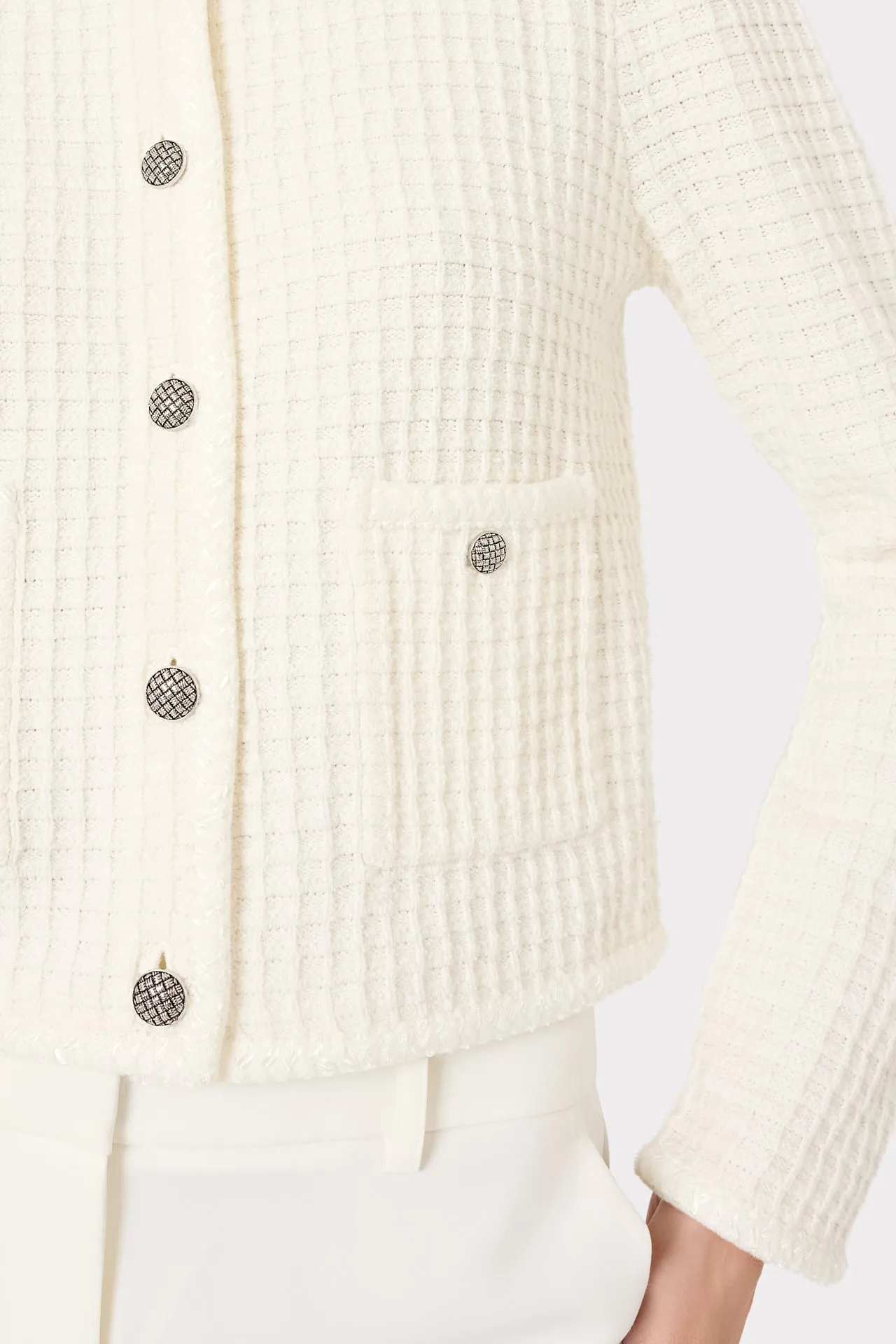 Sade Textured Crewneck Cardigan Jacket sold by Milly product image thumbnail 3