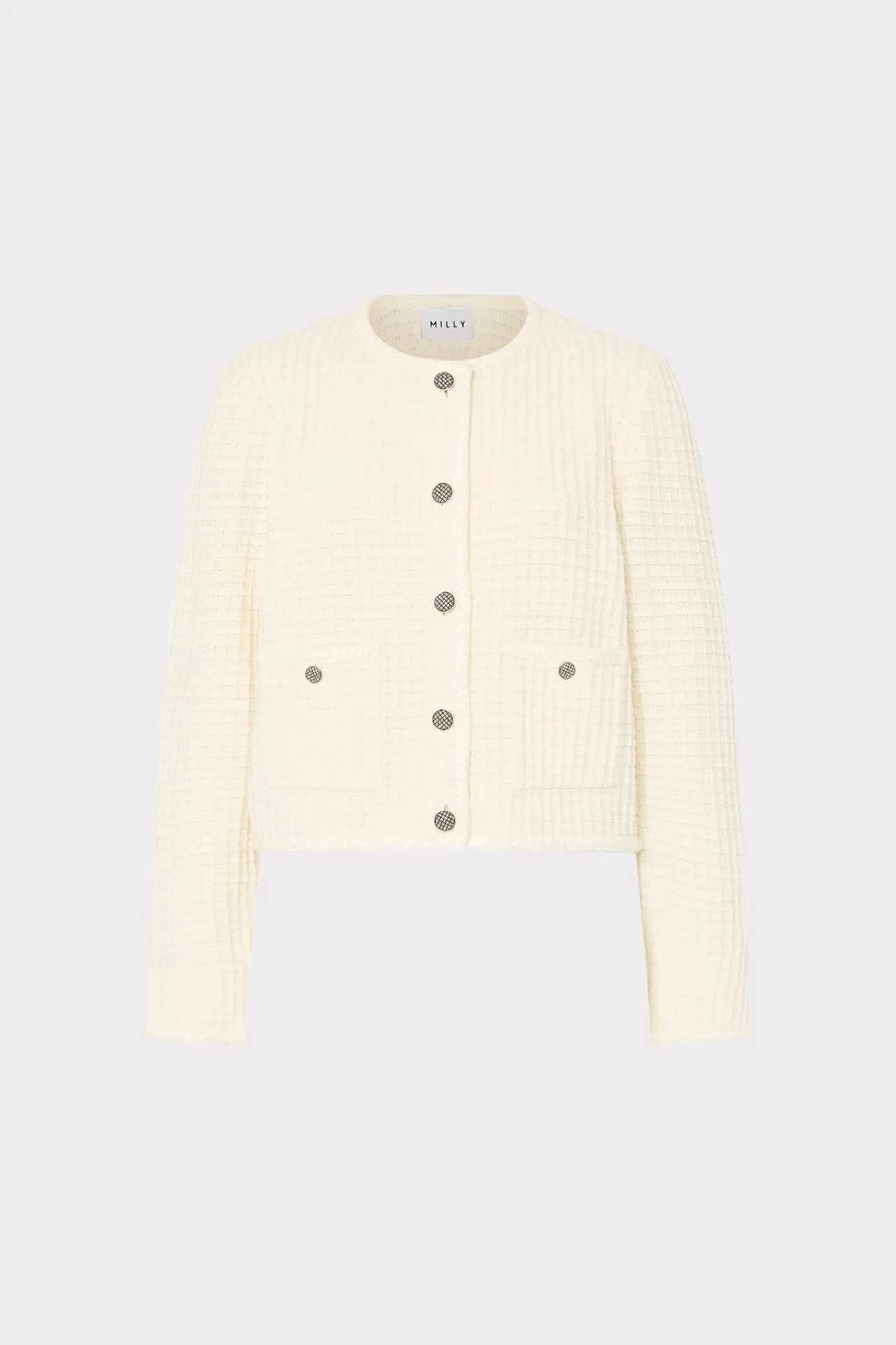 Sade Textured Crewneck Cardigan Jacket sold by Milly