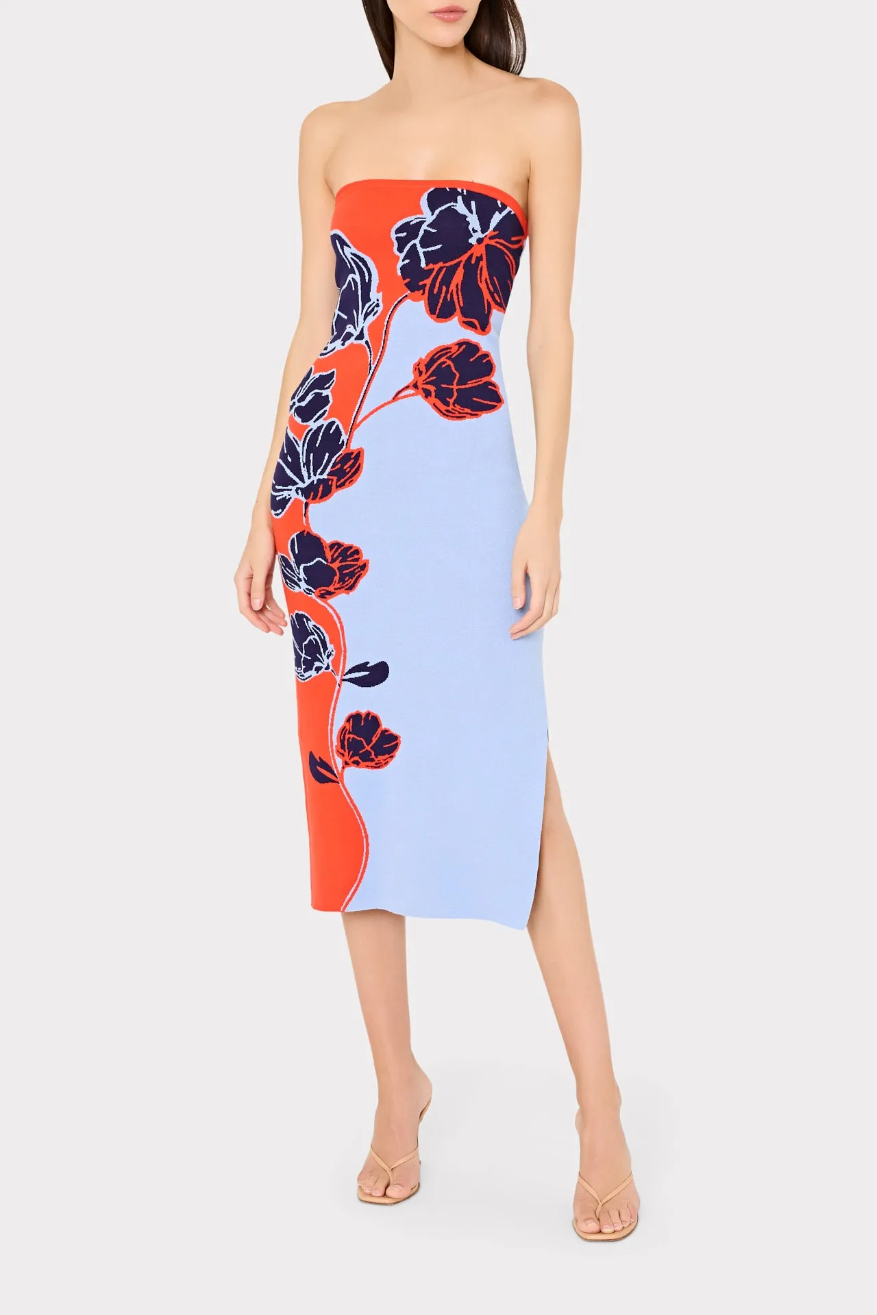 Simone Strapless Split Floral Midi Dress sold by Milly product image thumbnail 2