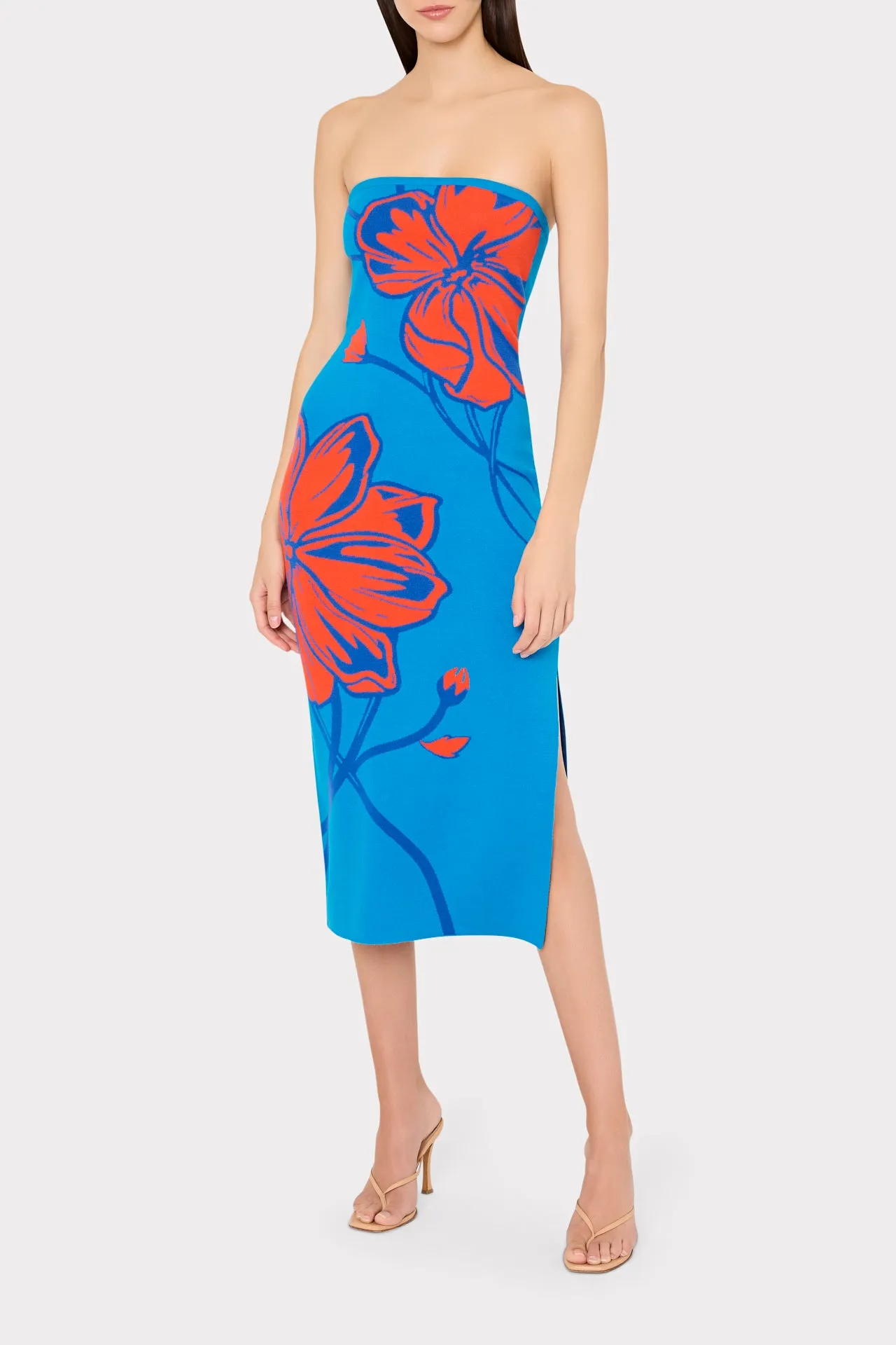 Seraphina Strapless Floral Midi Dress sold by Milly product image thumbnail 2