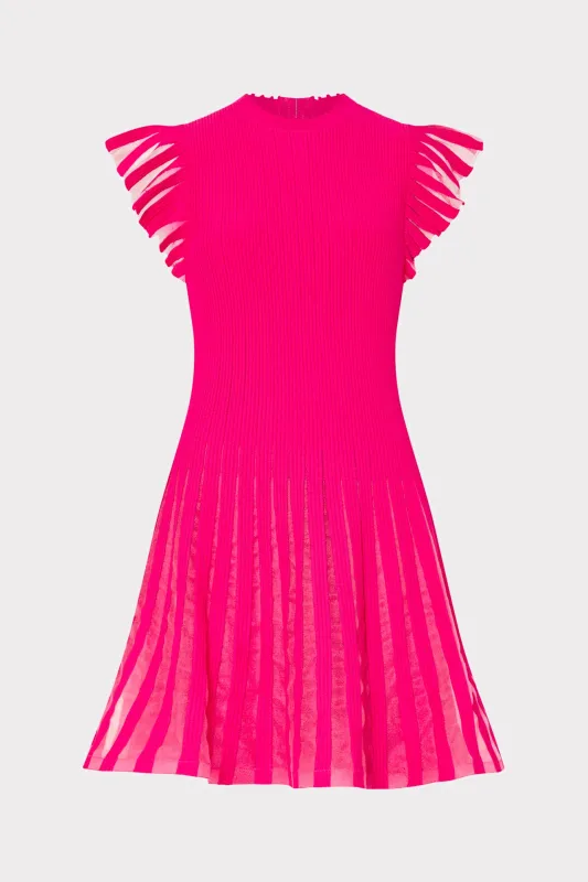 Sheer Flutter Sleeve Knit Dress sold by Milly