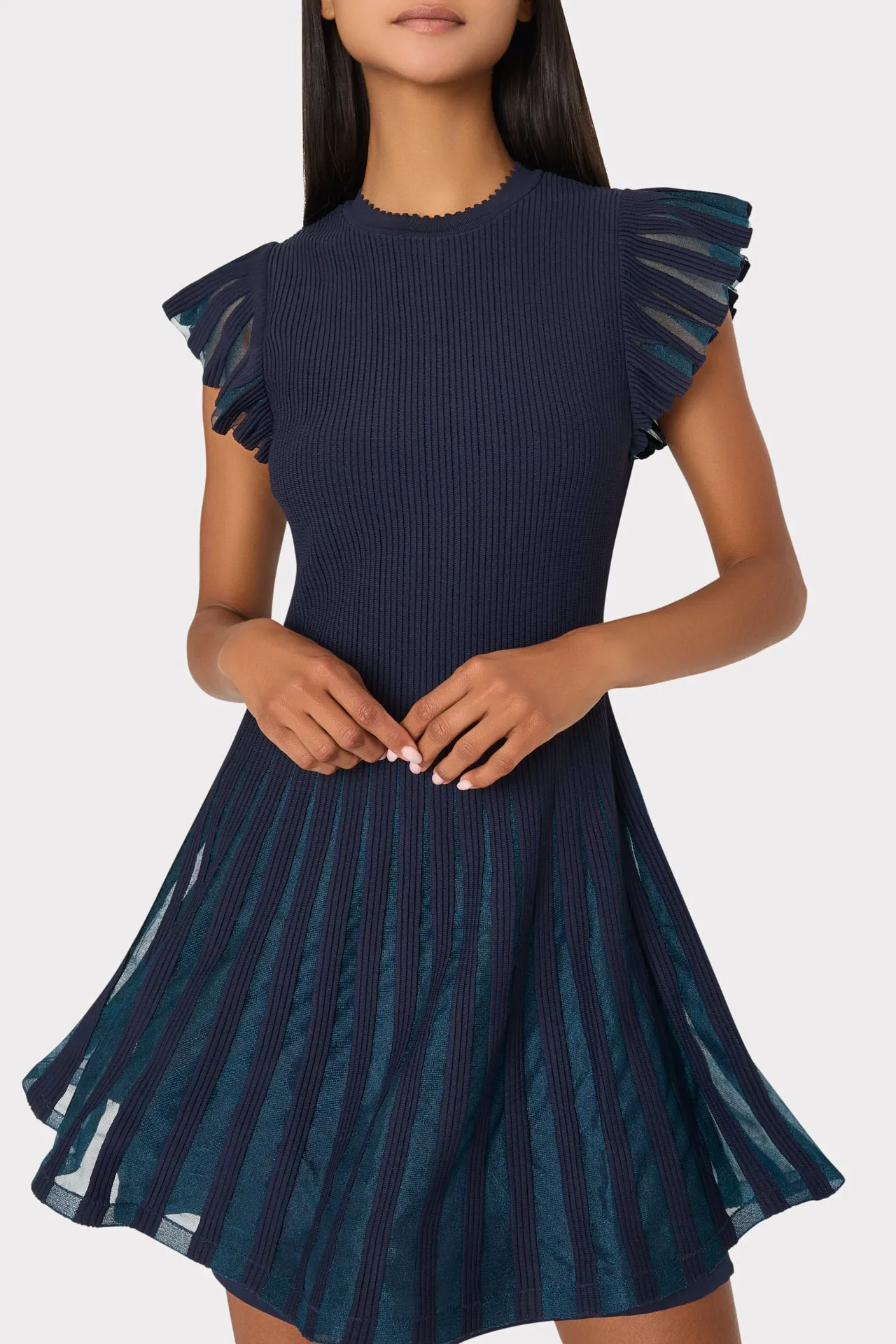 Sheer Flutter Sleeve Knit Dress sold by Milly product image thumbnail 3