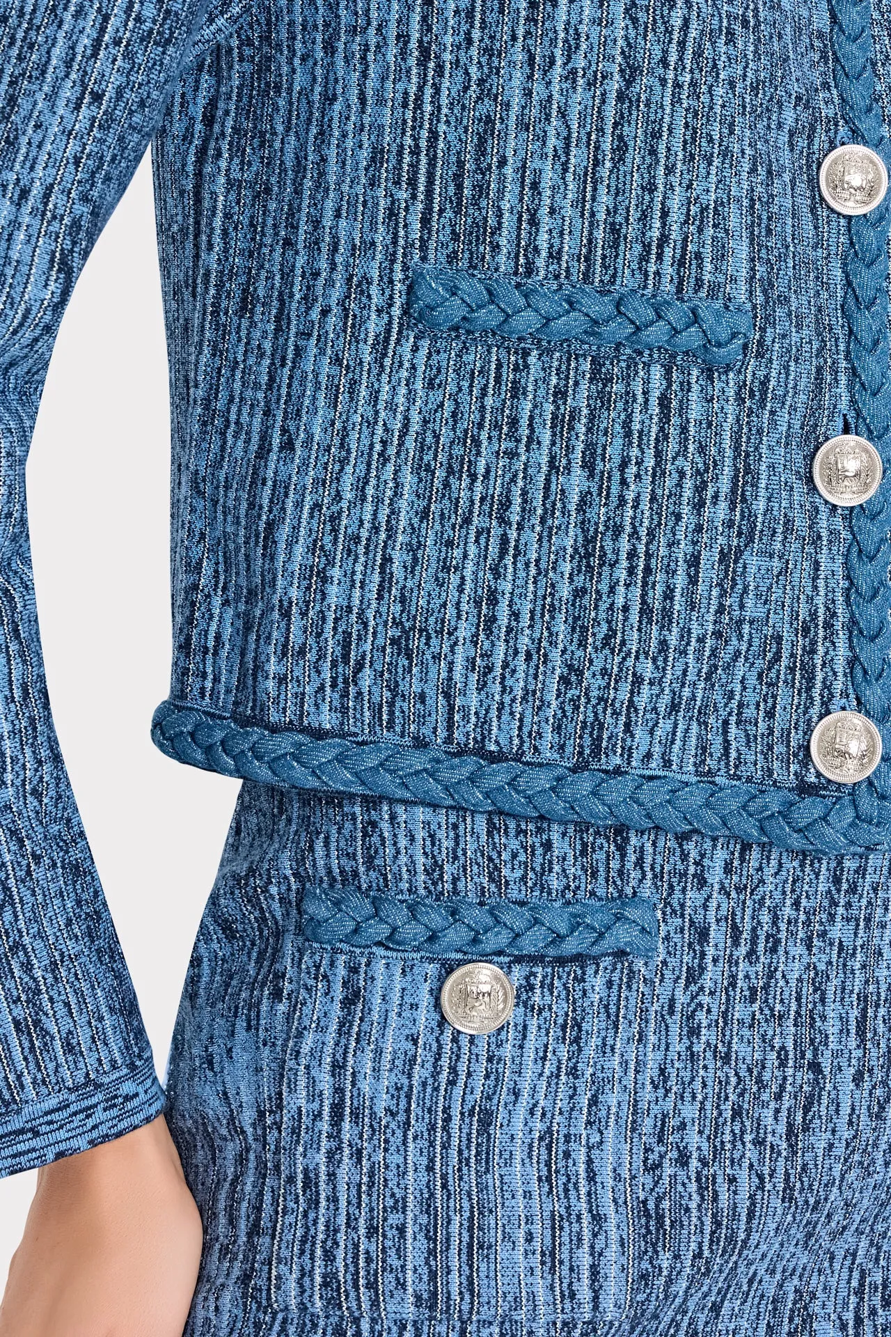 Shayne Pinstripe Knit Cardigan Jacket sold by Milly product image thumbnail 4