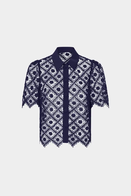 Addison Tile Lace Top sold by Milly