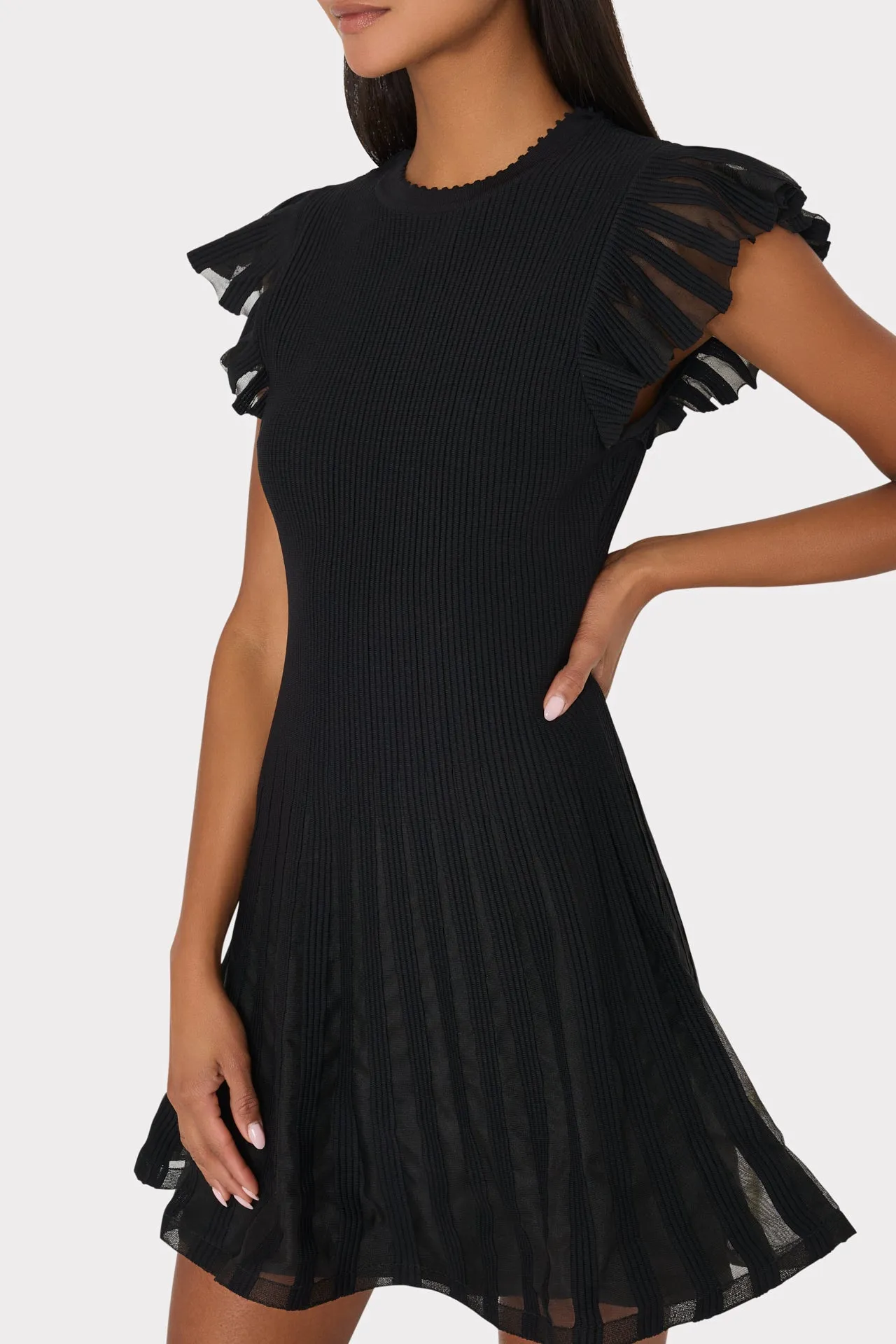 Sheer Flutter Sleeve Knit Dress sold by Milly product image thumbnail 3
