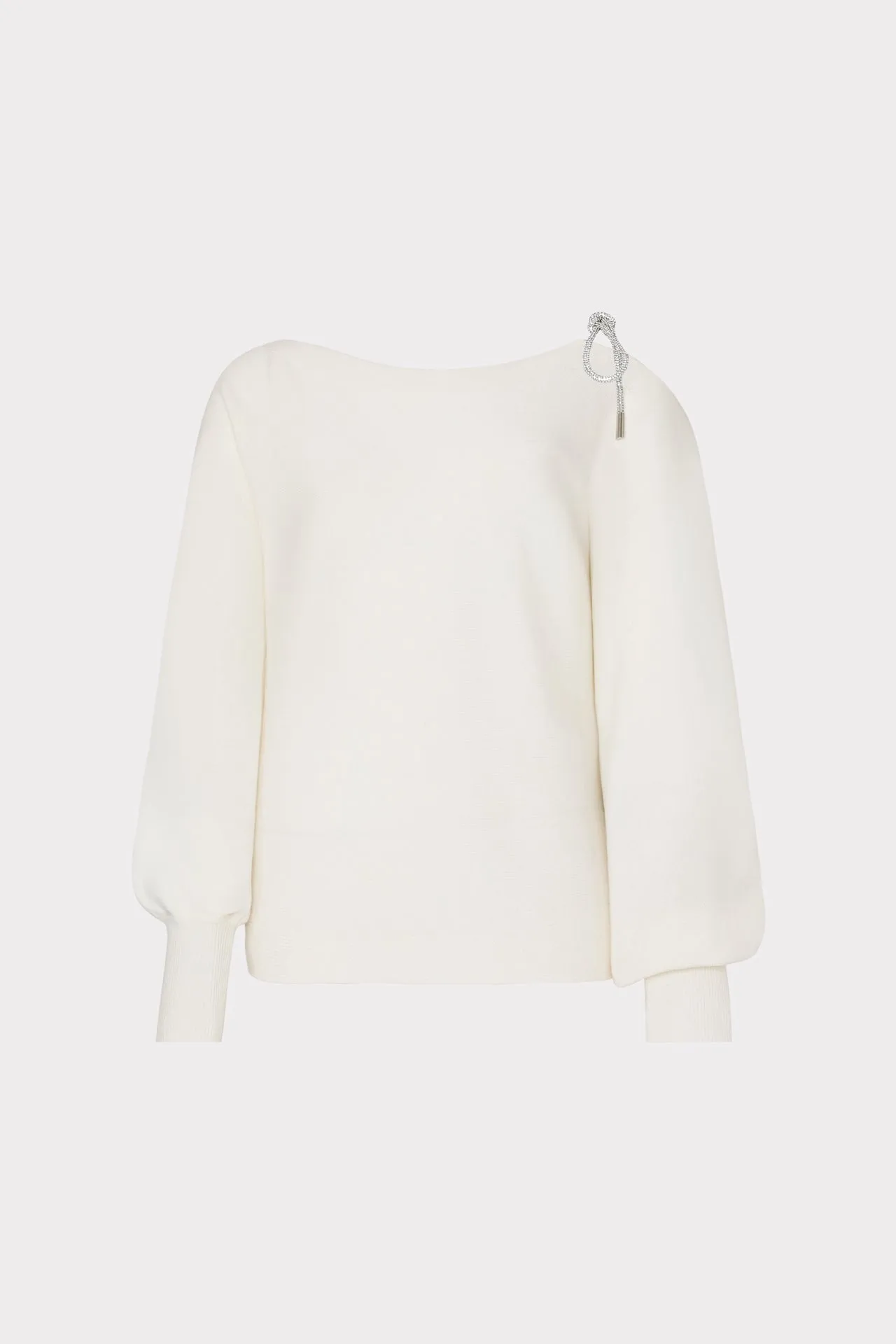 Ida Crystal Bow Cold Shoulder Sweater ('24) sold by Milly