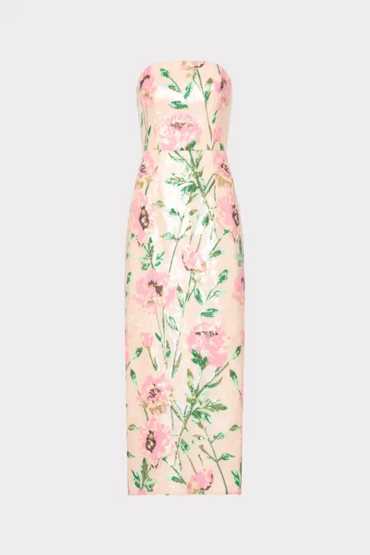 Kait Floral Sequins Dress made by Milly