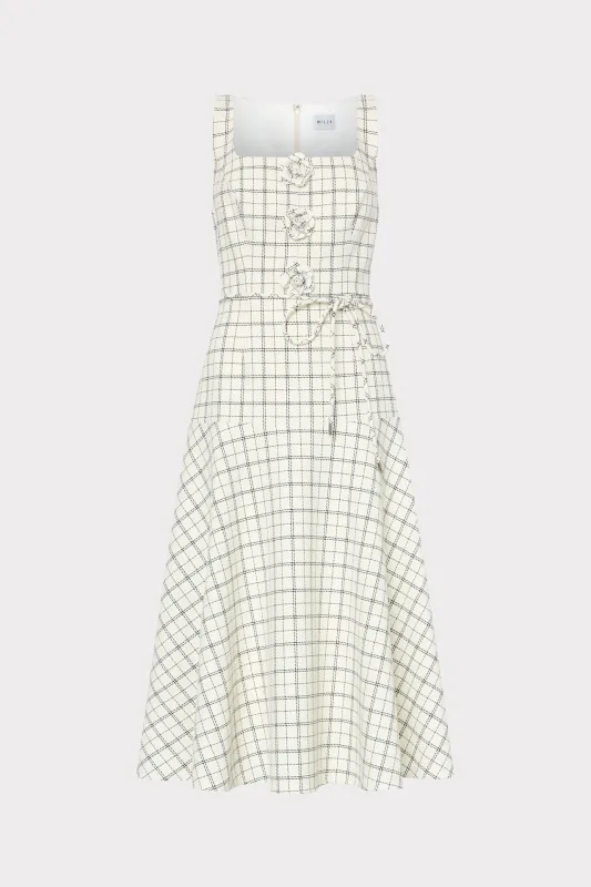 Mira Plaid Midi Dress made by Milly