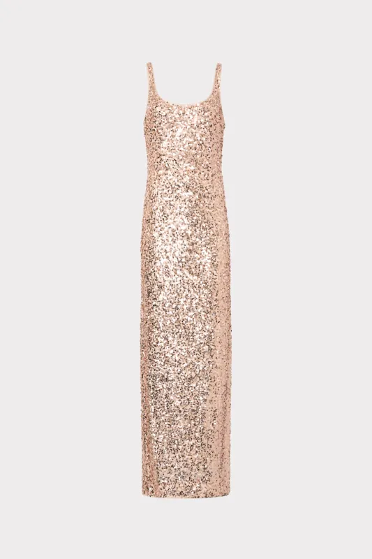 Tatum Stretch Shimmer Sequins Scoop Neck Dress made by Milly