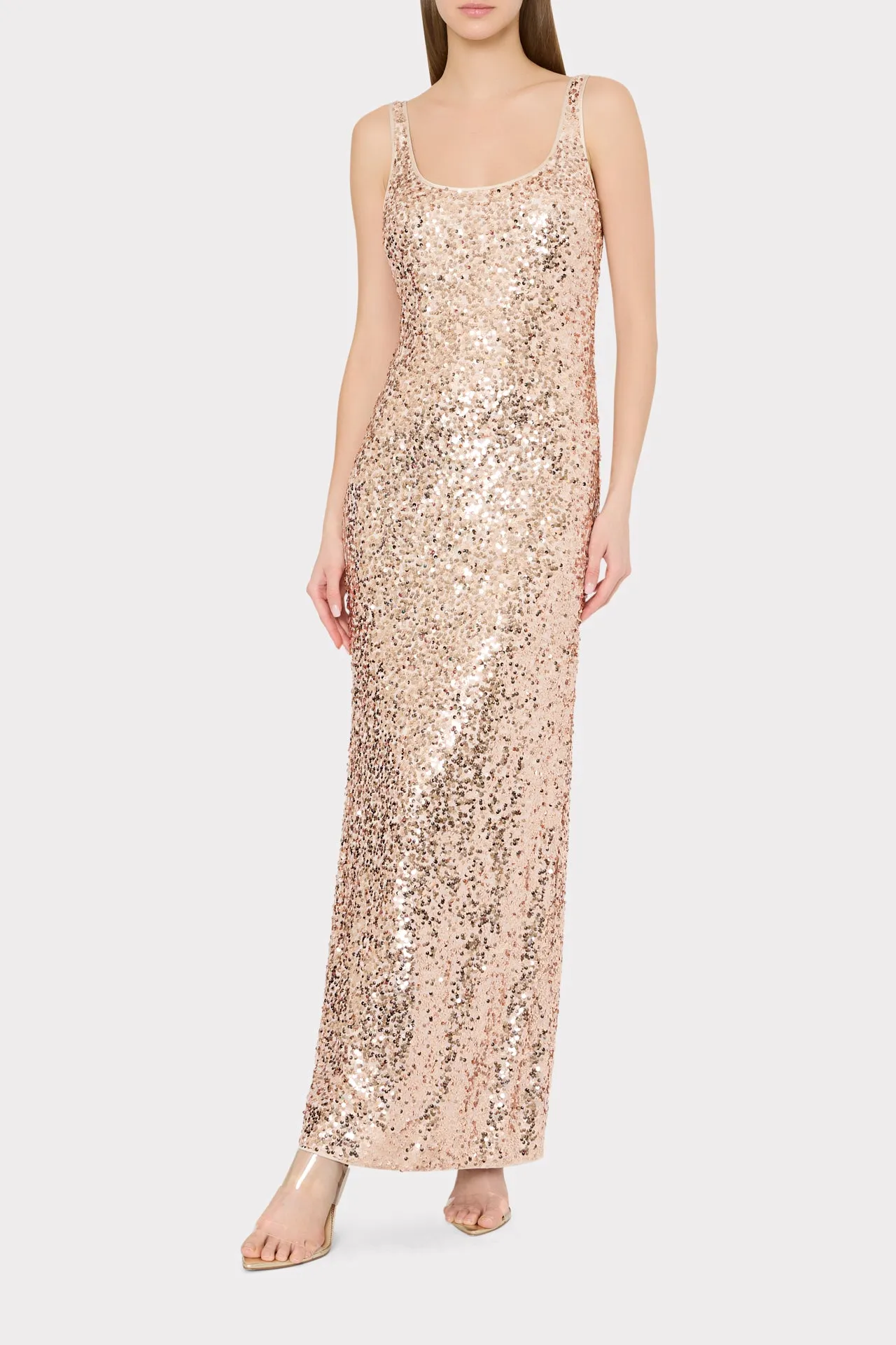 Tatum Stretch Shimmer Sequins Scoop Neck Dress sold by Milly product image thumbnail 2