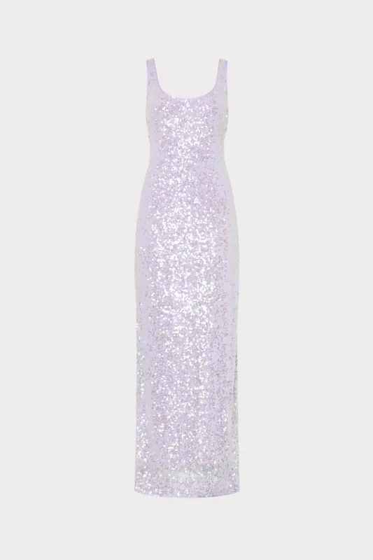 Tatum Stretch Shimmer Sequins Scoop Neck Dress made by Milly