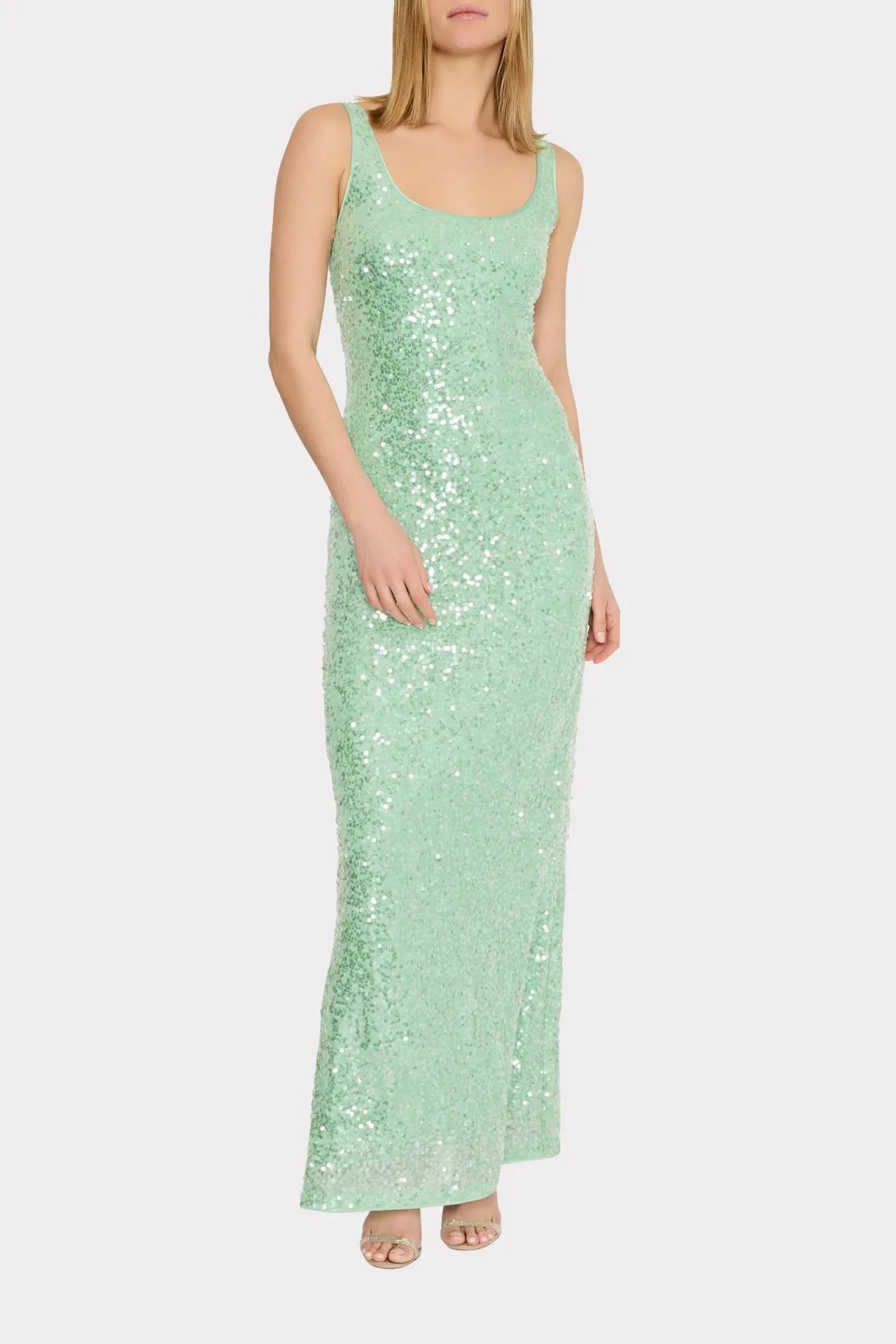 Tatum Stretch Shimmer Sequins Scoop Neck Dress sold by Milly product image thumbnail 2