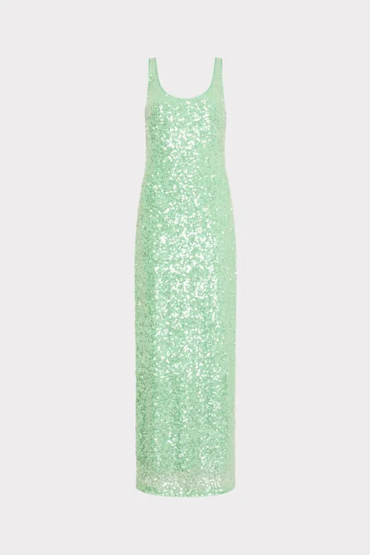 Tatum Stretch Shimmer Sequins Scoop Neck Dress made by Milly