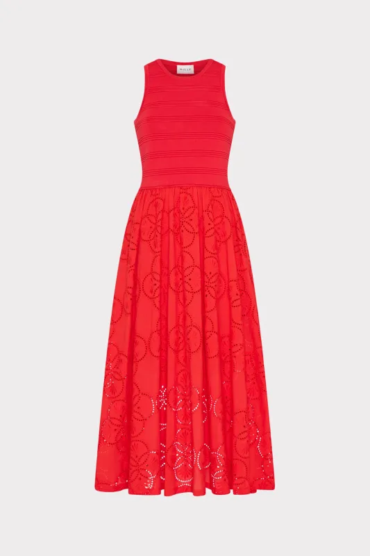 Geo Eyelet Knit Combo Midi Dress sold by Milly