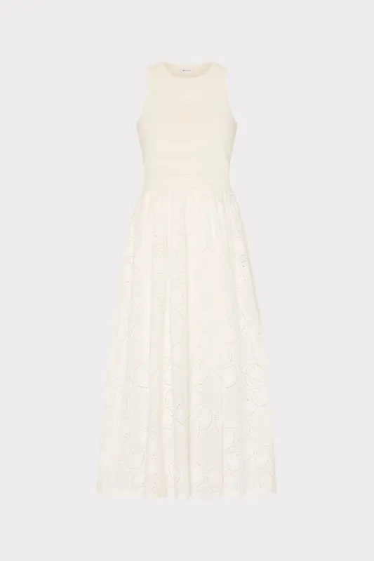 Geo Eyelet Knit Combo Midi Dress sold by Milly