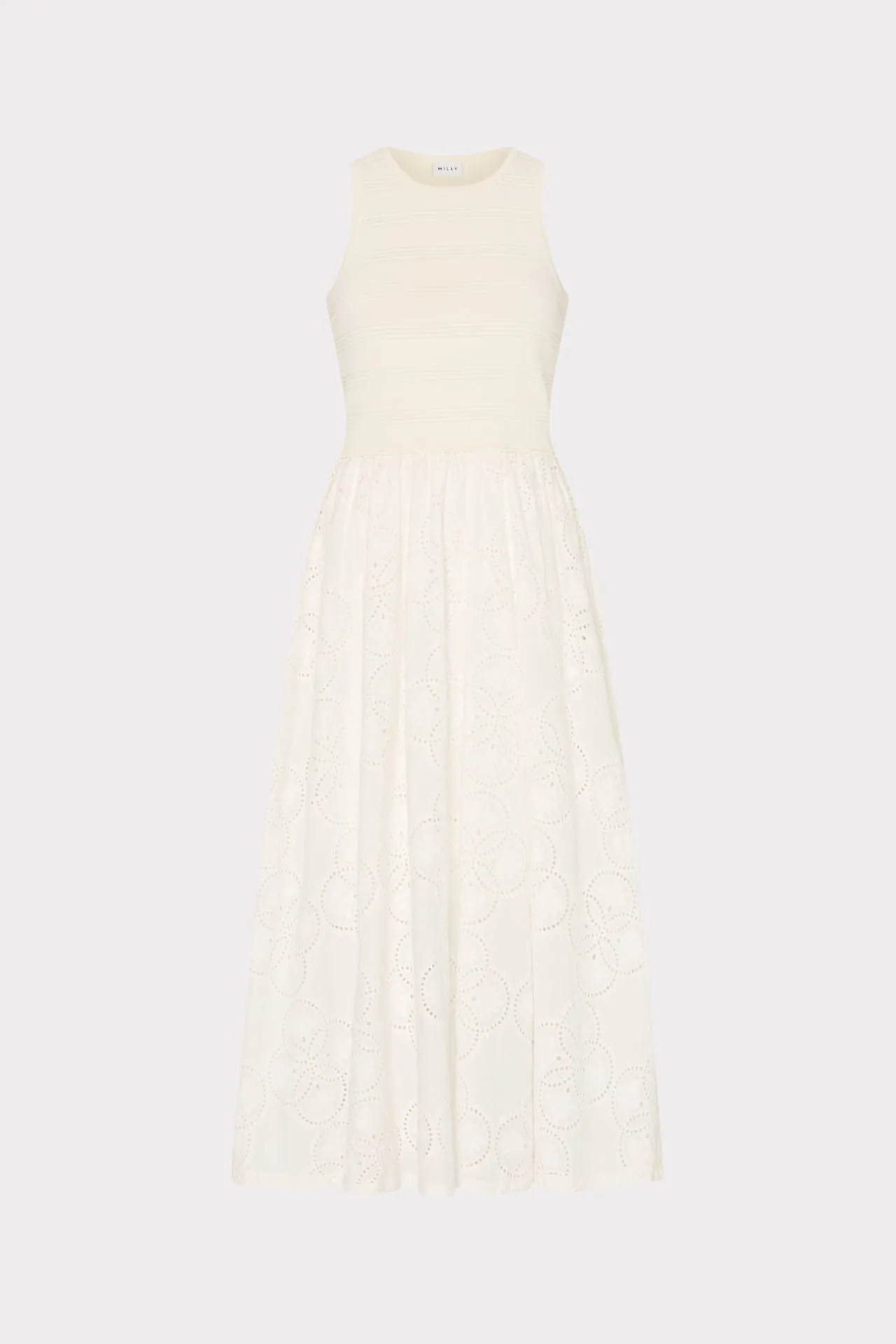 Geo Eyelet Knit Combo Midi Dress sold by Milly