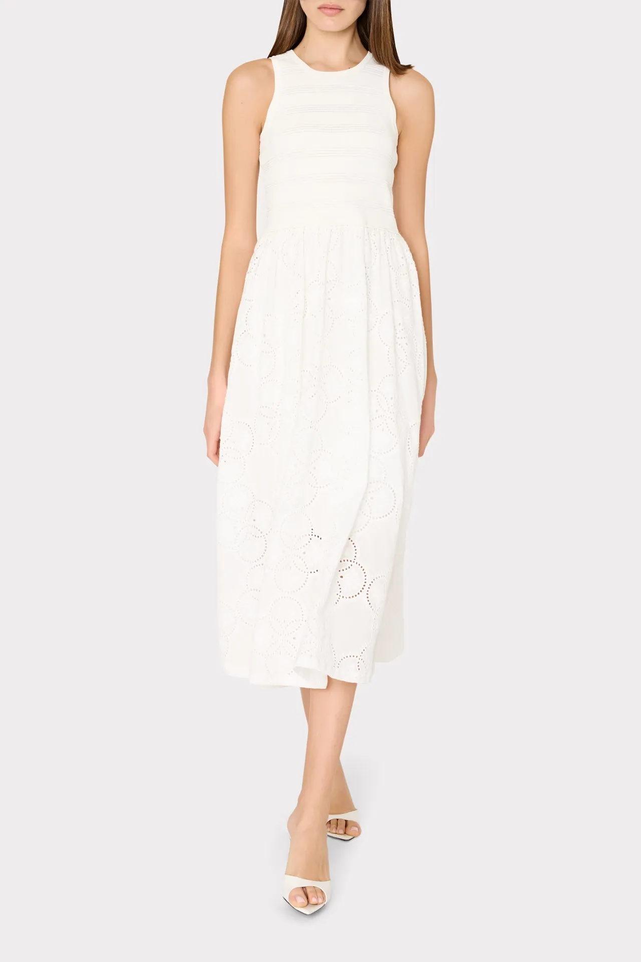 Geo Eyelet Knit Combo Midi Dress sold by Milly product image thumbnail 2