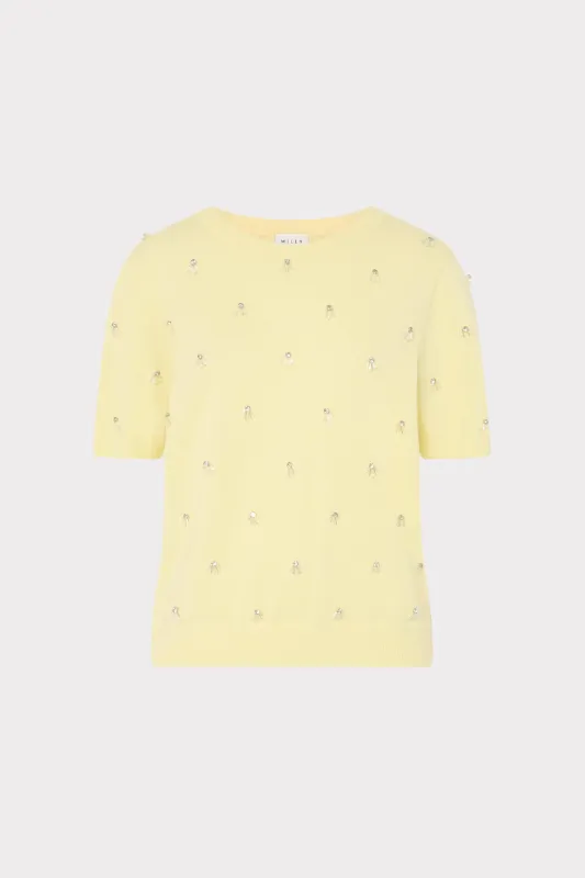 Rosalyn Rhinestone Embellished Sweater sold by Milly