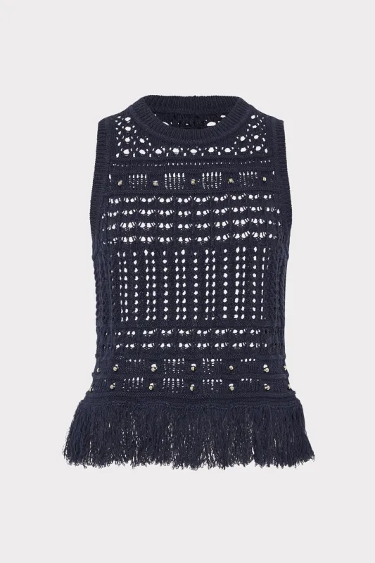 Beaded Fringe Shell Top made by Milly