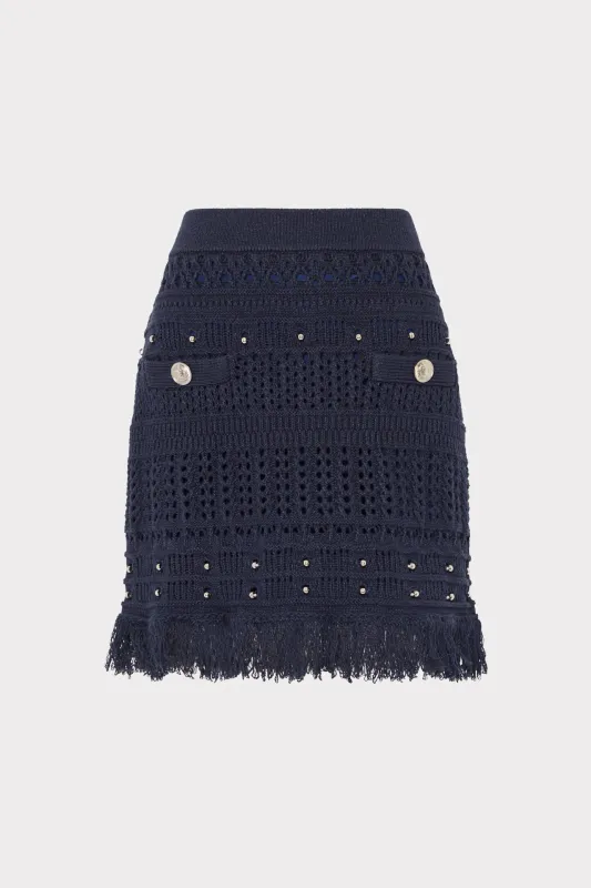 Beaded Fringe Mini Skirt made by Milly
