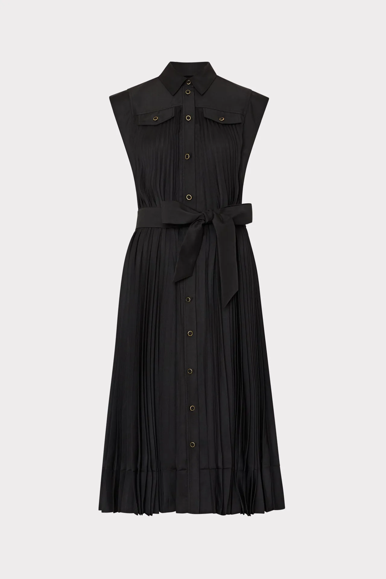 Johanna Pleated Twill Midi Dress sold by Milly