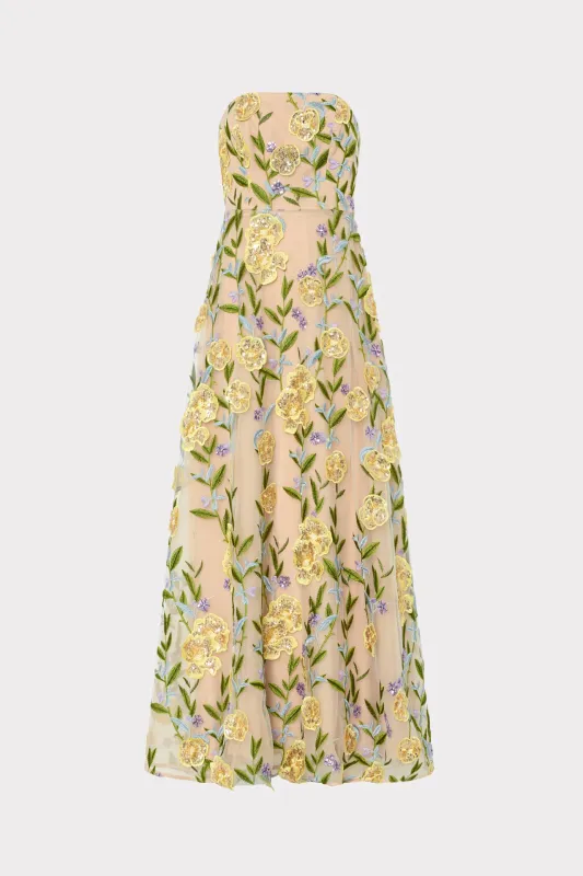 Isa Embroidered Sequin Strapless Dress made by Milly