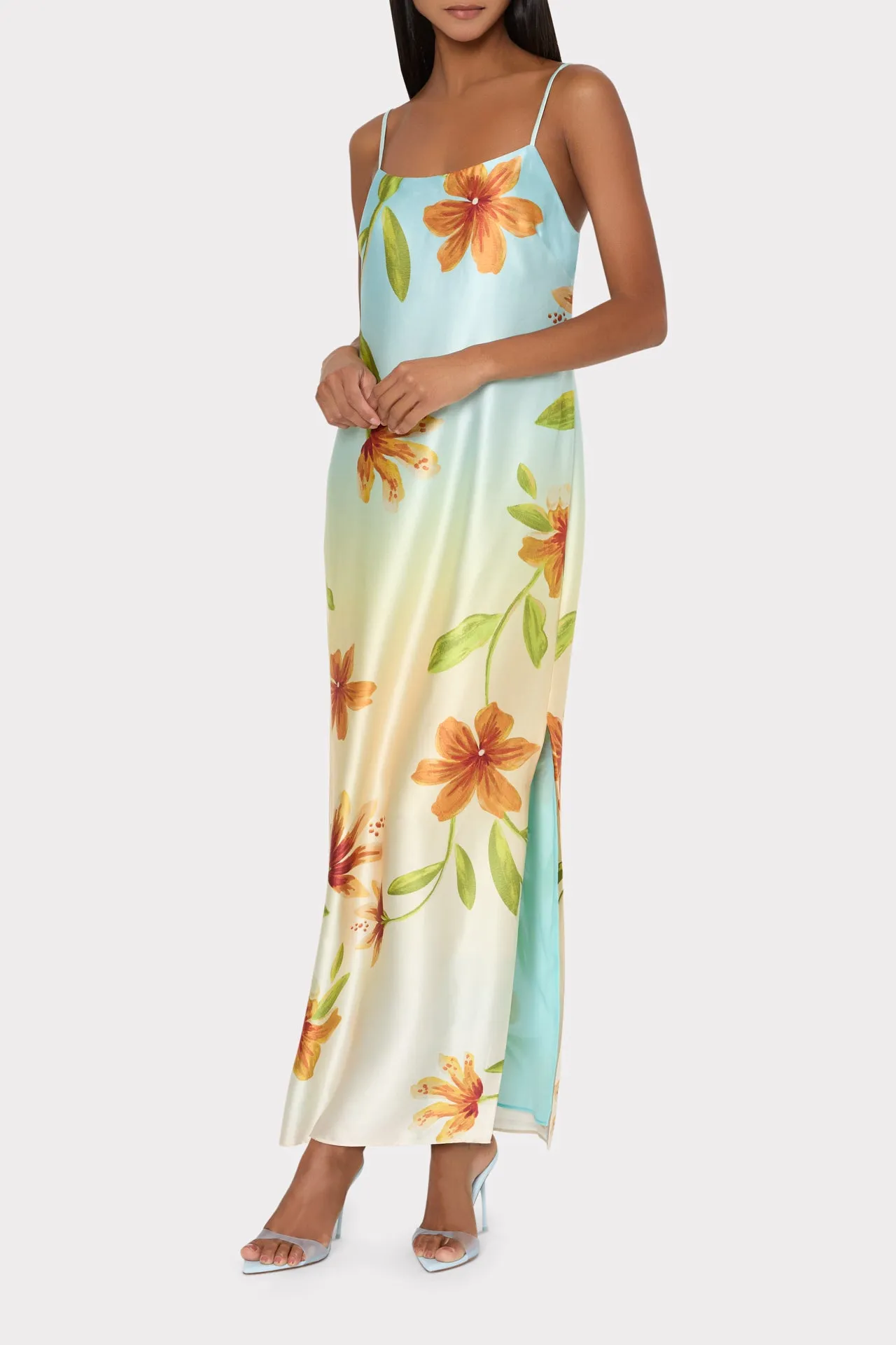 Lily Floral Satin Dress sold by Milly product image thumbnail 3