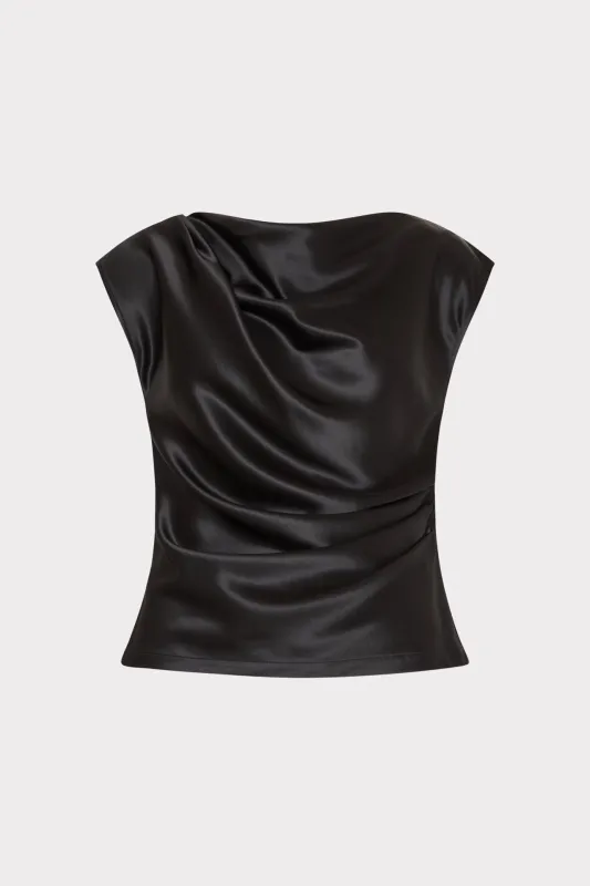 Kari Hammered Satin Top made by Milly